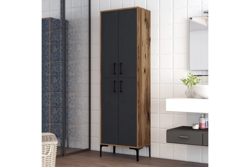 Retzow Highboard 60x35 cm - Mörkbrun/Antracit - Förvaring - Skåp - Förvaringsskåp