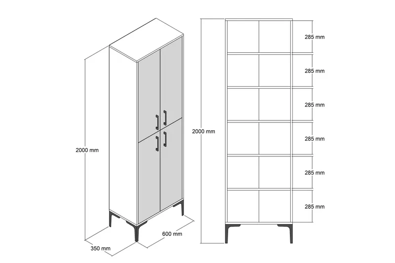 Retzow Highboard 60x35 cm - Mörkbrun/Antracit - Förvaring - Skåp - Förvaringsskåp