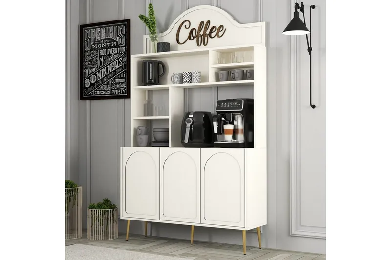 Kaffebarskåp Hazim Tre Gräddfärgad / Rany - Gräddfärgad / Rany - Förvaring - Skåp - Barskåp