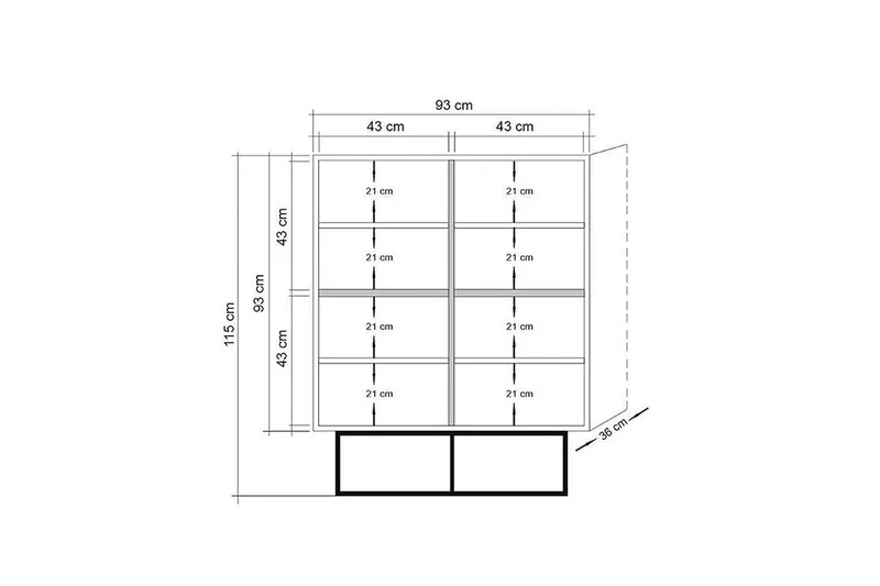 Quantum Solo Highboard 93x115 cm Svart/Brun - Hanah Home - Förvaring - Skåp - Förvaringsskåp