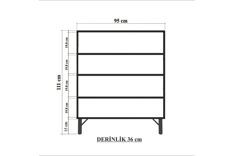 Terrazzo Highboard 95x111 cm Vit - Hanah Home - Förvaring - Skåp - Förvaringsskåp