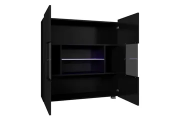Tessan Vitrinskåp 100x107 cm med Förvaring och Belysning i Trä med Glasdörr - Vit - Förvaring - Skåp - Vitrinskåp