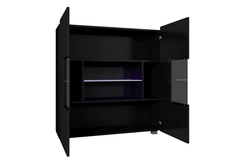 Tessan Vitrinskåp 100x107 cm med Förvaring och Belysning i Trä med Glasdörr - Vit - Förvaring - Skåp - Vitrinskåp