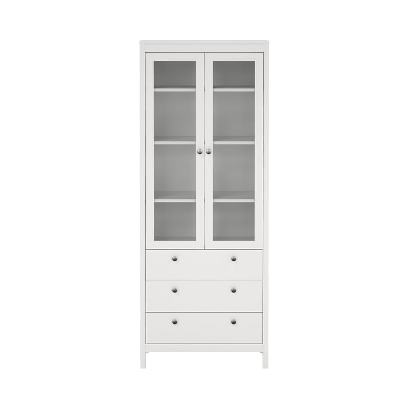 Vitrinskåp Madrid med 2 glasdörrar 3 lådor 78x199 cm - Förvaring - Skåp - Vitrinskåp