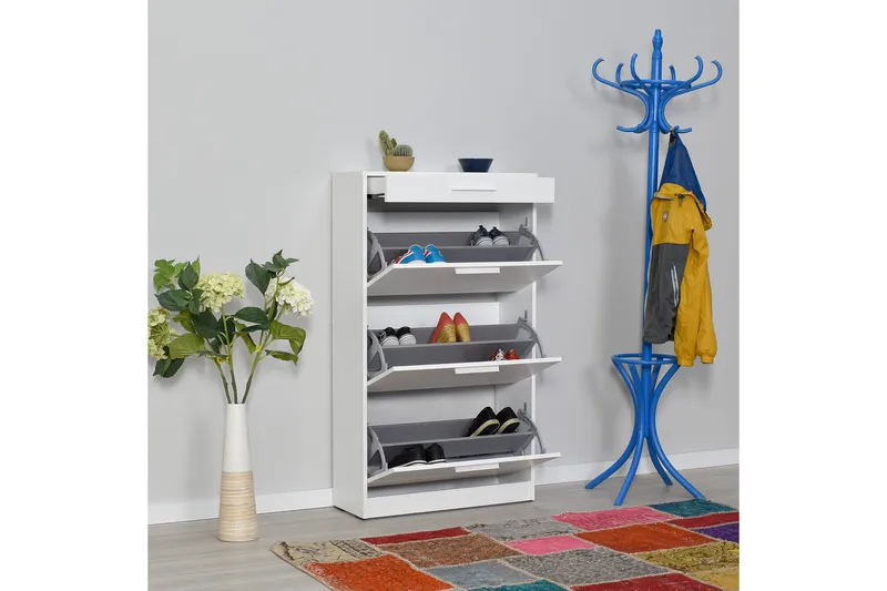 Skoskåp 75x128 cm - Vit - Förvaring - Skoförvaring