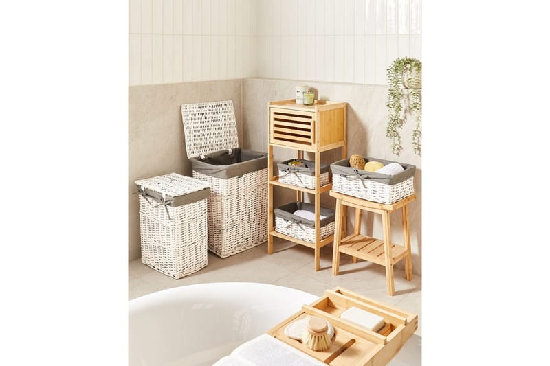 Tvättkorgar Ella Grå/vit - Grå/vit - Hus & renovering - Kök & bad - Badrum - Badrumstillbehör