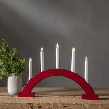 Abbe Stor Adventsljusstake Båge 46 cm - Elljusstake i Trä för Fönster - Vinröd - Inredning - Julpynt & helgdekoration - Julpynt & juldekoration