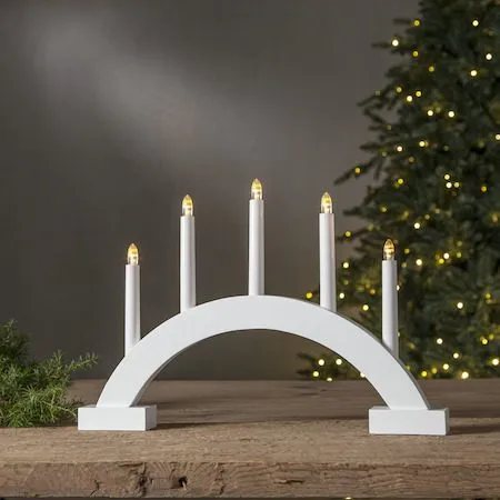 Abbe Stor Adventsljusstake Båge 46 cm - Elljusstake i Trä för Fönster - Vit - Inredning - Julpynt & helgdekoration - Julpynt & juldekoration