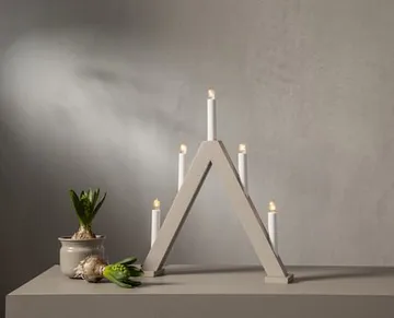 Albo Adventsljusstake 34 cm - Elljusstake i Trä för Fönster - Gråbeige - Inredning - Julpynt & helgdekoration - Julpynt & juldekoration