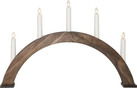 Albo Stor Adventsljusstake Båge 51 cm - Elljusstake i Trä för Fönster, Mörkbrun