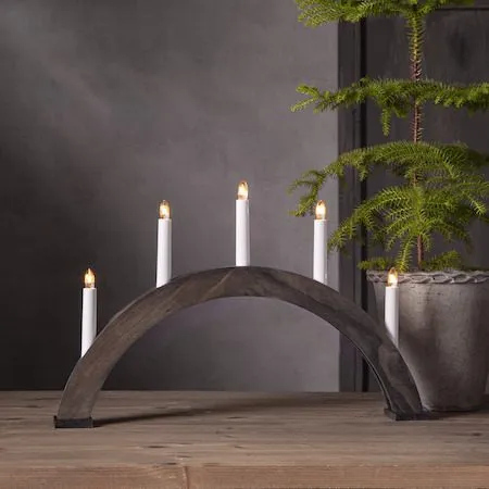 Albo Stor Adventsljusstake Båge 51 cm - Elljusstake i Trä för Fönster - Mörkbrun - Inredning - Julpynt & helgdekoration - Julpynt & juldekoration
