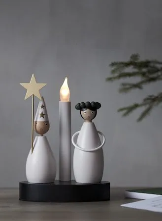 Christmas Joy Lucia 16 cm - Rund Ljusstake i Trä - Vit - Inredning - Julpynt & helgdekoration - Julpynt & juldekoration