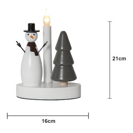 Christmas Joy Snögubbe 16 cm - Rund Ljusstake i Trä - Vit - Inredning - Julpynt & helgdekoration - Julpynt & juldekoration