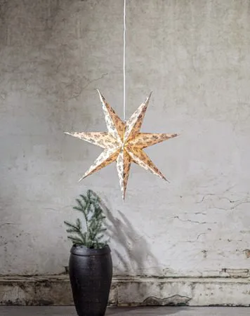 Cotton Adventsstjärna 60 cm – Jullampa i papper - Beige med grönt mönster - Inredning - Julpynt & helgdekoration - Julpynt & juldekoration