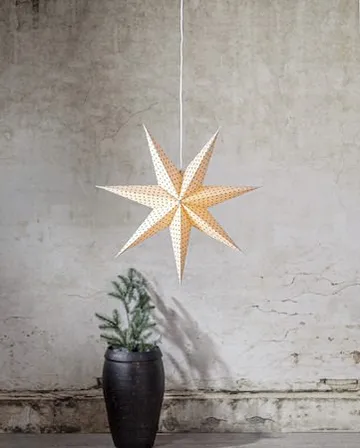 Cotton Adventsstjärna 60 cm – Jullampa i papper - Beige med gröna prickar - Inredning - Julpynt & helgdekoration - Julpynt & juldekoration