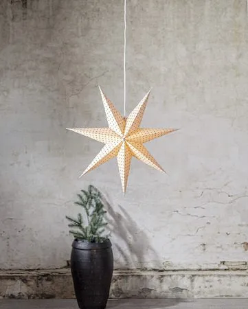 Cotton Adventsstjärna 60 cm – Jullampa i papper - Beige med gröna prickar - Inredning - Julpynt & helgdekoration - Julpynt & juldekoration