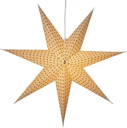 Cotton Adventsstjärna 60 cm – Jullampa i papper, Beige med gröna prickar
