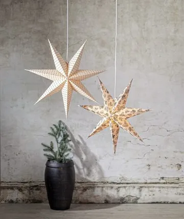 Cotton Adventsstjärna 60 cm – Jullampa i papper - Beige med gröna prickar - Inredning - Julpynt & helgdekoration - Julpynt & juldekoration