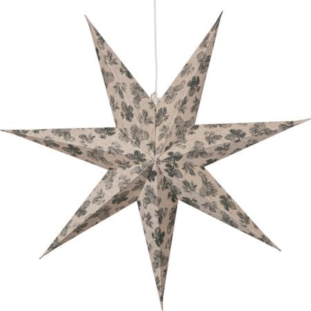 Cotton Adventsstjärna 60 cm – Jullampa i papper - Beige med grönt mönster - Inredning - Julpynt & helgdekoration - Julpynt & juldekoration