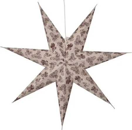 Cotton Adventsstjärna 60 cm - Jullampa i papper - Beige med rött mönster - Inredning - Julpynt & helgdekoration - Julpynt & juldekoration