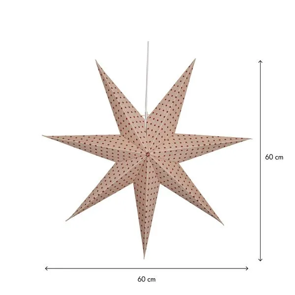Cotton Adventsstjärna 60 cm - Jullampa i papper - Beige med röda prickar - Inredning - Julpynt & helgdekoration - Julpynt & juldekoration