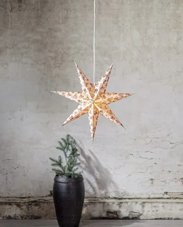 Cotton Adventsstjärna 60 cm - Jullampa i papper - Beige med rött mönster - Inredning - Julpynt & helgdekoration - Julpynt & juldekoration