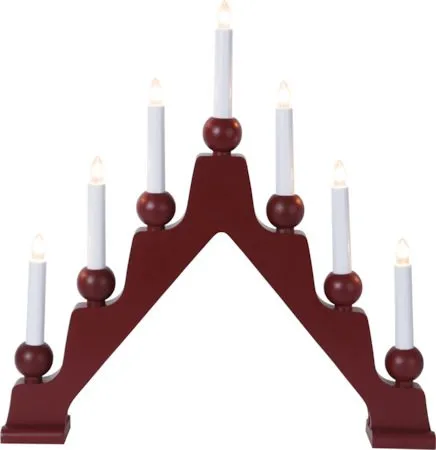 Emma Adventsljusstake 45 cm - Elljusstake i Trä för Fönster, Mörkröd