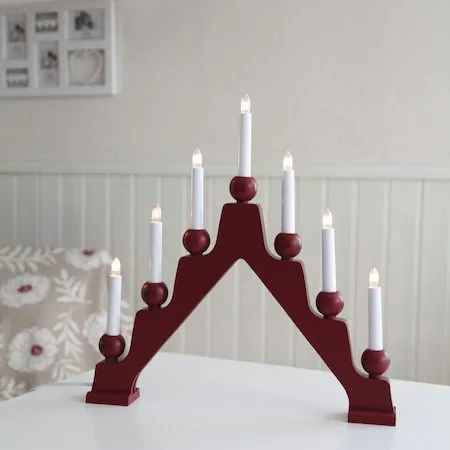 Emma Adventsljusstake 45 cm - Elljusstake i Trä för Fönster - Mörkröd - Inredning - Julpynt & helgdekoration - Julpynt & juldekoration