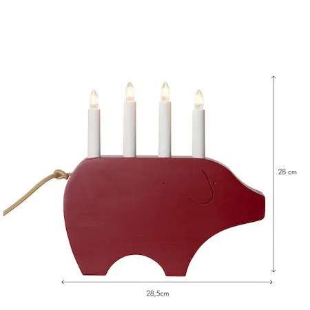 Gry Adventsljusstake Julgris 28.5 cm - Ljusstake i Trä för Advent - Mörkröd - Inredning - Julpynt & helgdekoration - Julpynt & juldekoration