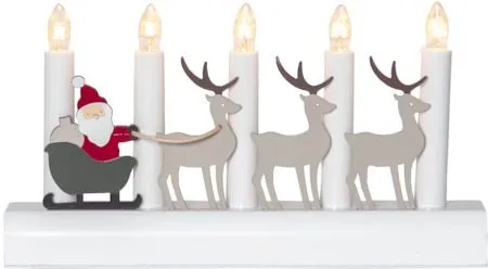 Julia Adventsljusstake Tomte & Renar 28 cm - Ljusstake i Trä för Advent, Vit