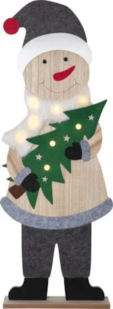 Juldekoration Billy snögubbe 80 cm, Grå / Beige / Grön