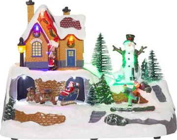 Juldekoration Winterville Roterande Julby 23,5x17 cm - Flerfärgad - Inredning - Julpynt & helgdekoration - Julpynt & juldekoration - Julängel & julfigur