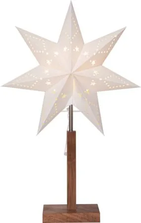 Karo Adventsstjärna på Fot 34 cm - Jullampa i papper & trä, Vit
