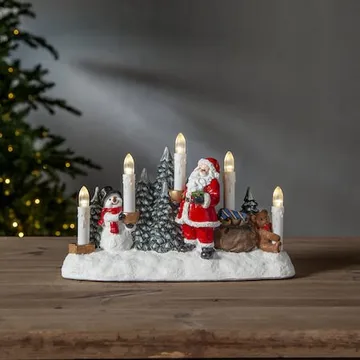 Merryville Tomte & Snögubbe 29.5 cm - Ljusstake i Plast - Snövit - Inredning - Julpynt & helgdekoration - Julpynt & juldekoration