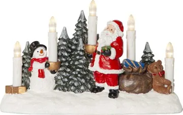 Merryville Tomte & Snögubbe 29.5 cm - Ljusstake i Plast - Snövit - Inredning - Julpynt & helgdekoration - Julpynt & juldekoration