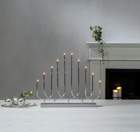 Novum Stor Adventsljusstake 46 cm - Elljusstake i Metall för Fönster - Kromsilver - Inredning - Julpynt & helgdekoration - Julpynt & juldekoration