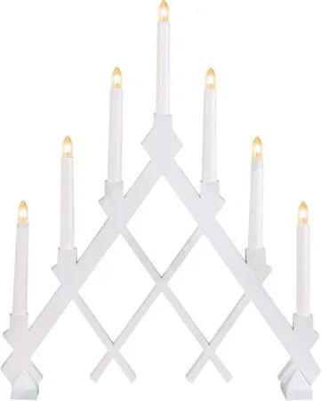 Rut Adventsljusstake 43 cm - Elljusstake i Trä för Fönster, Vit