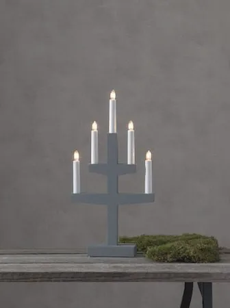Trapp Adventsljusstake 24 cm - Elljusstake i Trä för Fönster - Ljusgrå - Inredning - Julpynt & helgdekoration - Julpynt & juldekoration