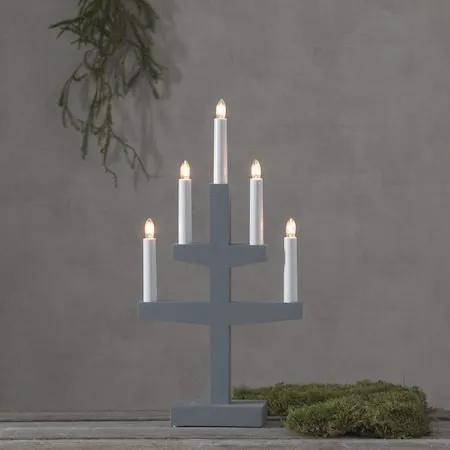 Trapp Adventsljusstake 24 cm - Elljusstake i Trä för Fönster - Ljusgrå - Inredning - Julpynt & helgdekoration - Julpynt & juldekoration