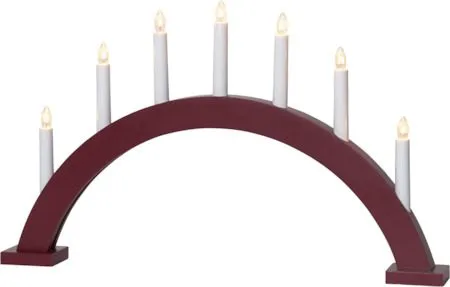 Trapp Stor Adventsljusstake Båge 57 cm - Elljusstake i Trä för Fönster, Vinröd