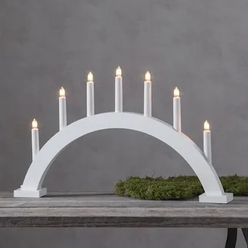 Trapp Stor Adventsljusstake Båge 57 cm - Elljusstake i Trä för Fönster - Vit - Inredning - Julpynt & helgdekoration - Julpynt & juldekoration