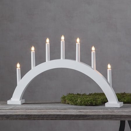 Trapp Stor Adventsljusstake Båge 57 cm - Elljusstake i Trä för Fönster - Vit - Inredning - Julpynt & helgdekoration - Julpynt & juldekoration