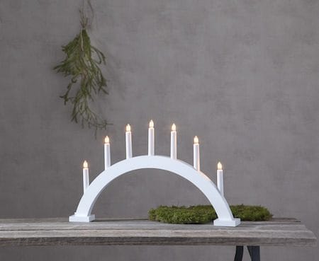Trapp Stor Adventsljusstake Båge 57 cm - Elljusstake i Trä för Fönster - Vit - Inredning - Julpynt & helgdekoration - Julpynt & juldekoration