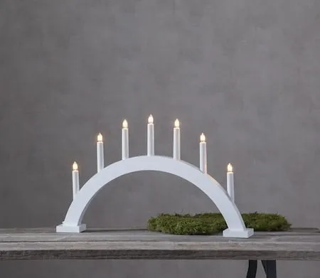 Trapp Stor Adventsljusstake Båge 57 cm - Elljusstake i Trä för Fönster - Vit - Inredning - Julpynt & helgdekoration - Julpynt & juldekoration