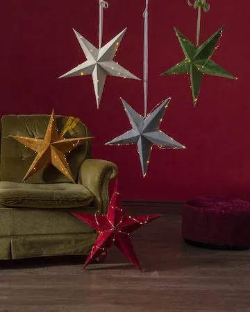 Velvet Adventsstjärna Batteri LED 60 cm - Jullampa papper sammet - Grå - Inredning - Julpynt & helgdekoration - Julpynt & juldekoration