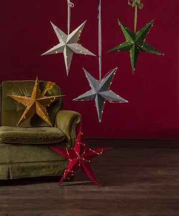 Velvet Adventsstjärna Batteri LED 60 cm - Jullampa papper sammet - Grå - Inredning - Julpynt & helgdekoration - Julpynt & juldekoration