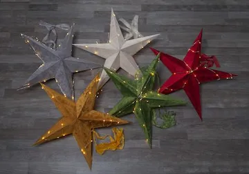 Velvet Adventsstjärna Batteri LED 60 cm - Jullampa papper sammet - Grå - Inredning - Julpynt & helgdekoration - Julpynt & juldekoration