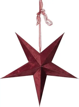 Velvet Adventsstjärna Batteri LED 60 cm - Jullampa papper sammet - Röd - Inredning - Julpynt & helgdekoration - Julpynt & juldekoration