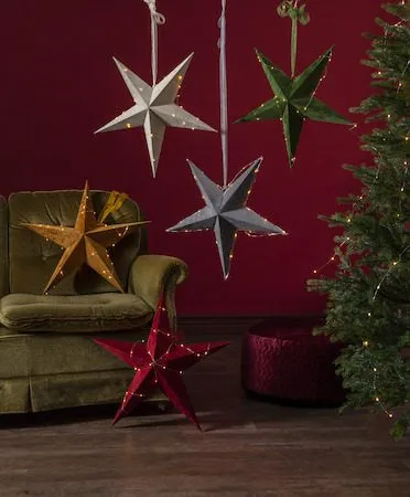 Velvet Adventsstjärna Batteri LED 60 cm - Jullampa papper sammet - Grå - Inredning - Julpynt & helgdekoration - Julpynt & juldekoration