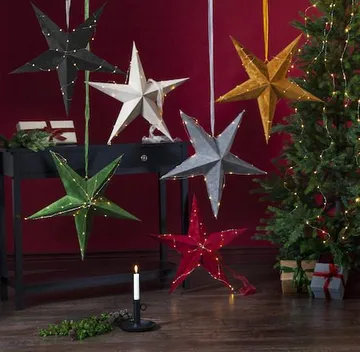 Velvet Adventsstjärna Batteri LED 60 cm - Jullampa papper sammet - Grå - Inredning - Julpynt & helgdekoration - Julpynt & juldekoration